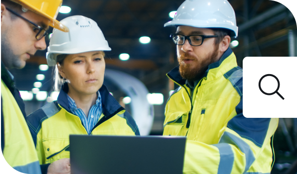 Workers checking tablet