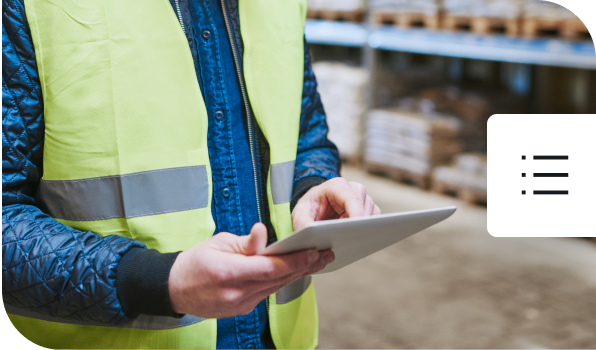 Worker checking tablet