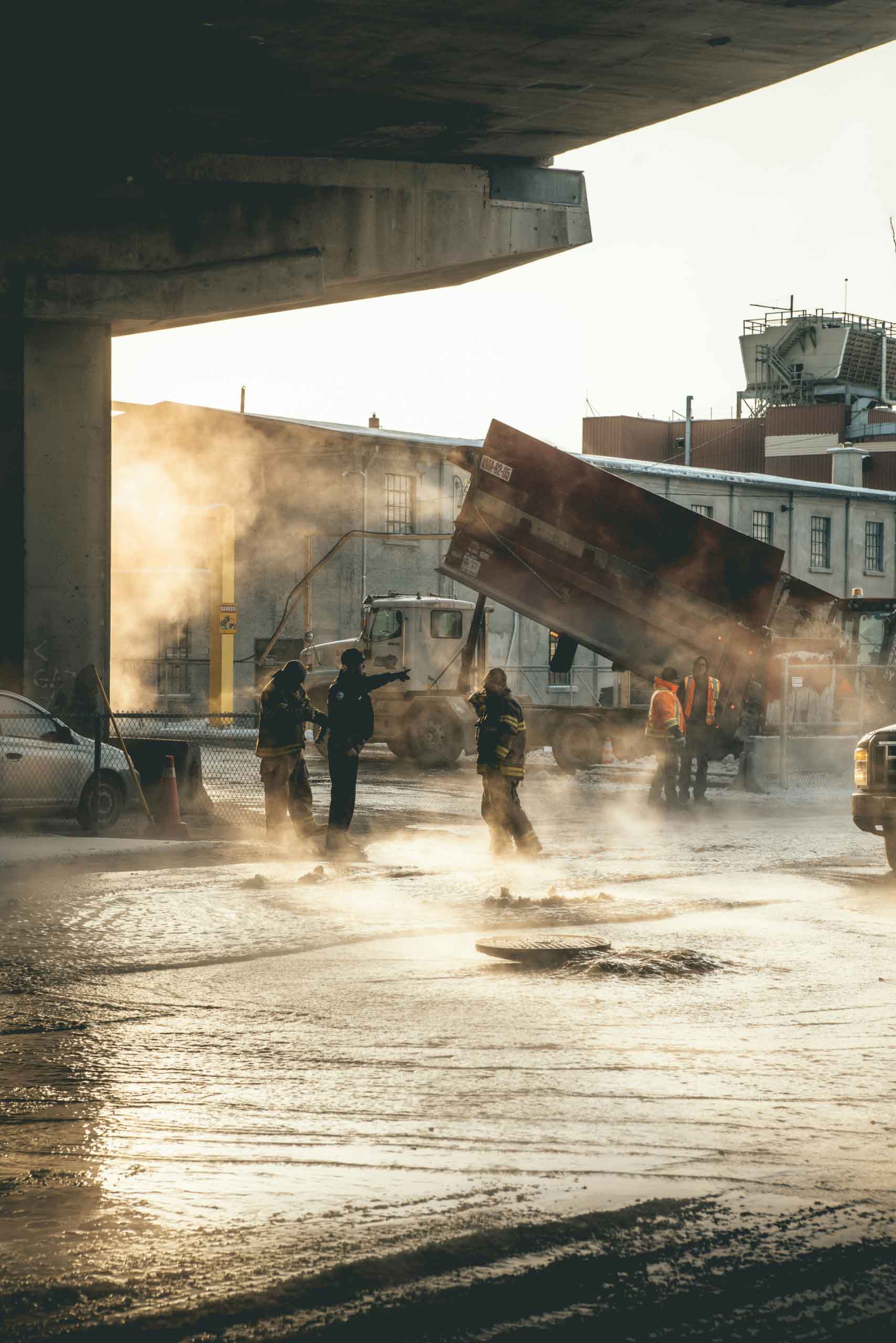 Building site under bridge