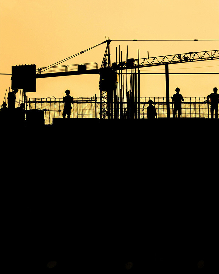 silhouette of building site